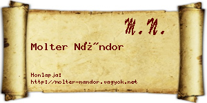 Molter Nándor névjegykártya